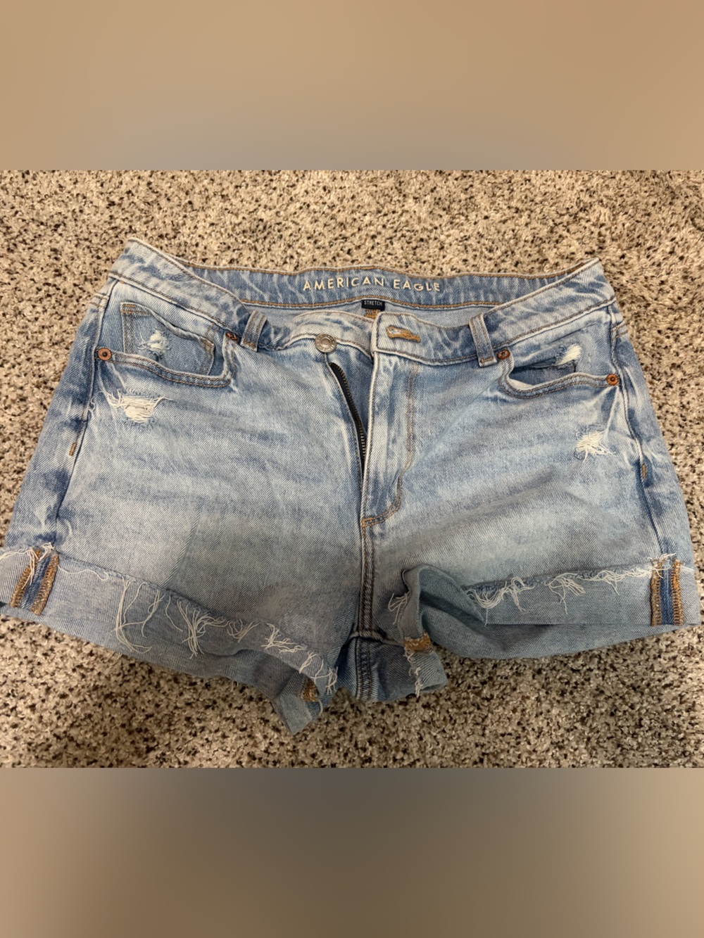 American Eagle Outfitters Light Wash Distressed Denim Shorts